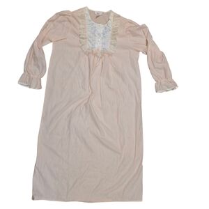 Women's Pink Nightgown with Lace Trim